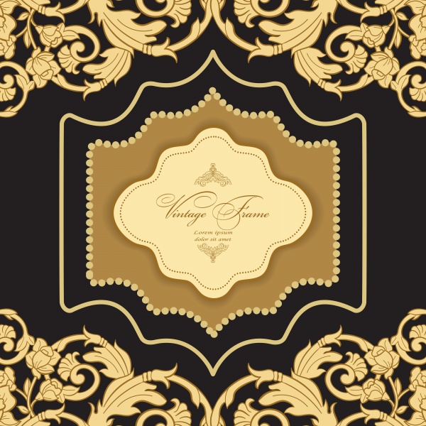 Vintage vector luxury greeting card, ornate gold border ((eps (24 files)