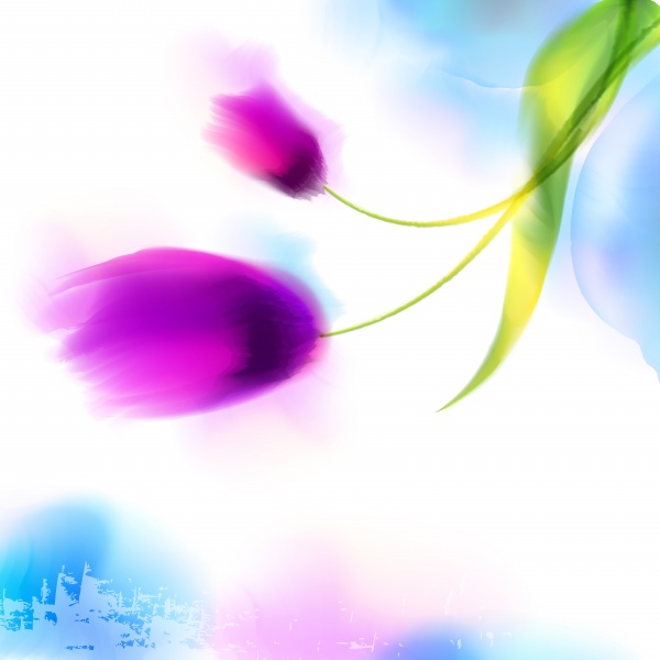 Watercolor vector romantic butterfly and blooming flowers ((eps (32 files)