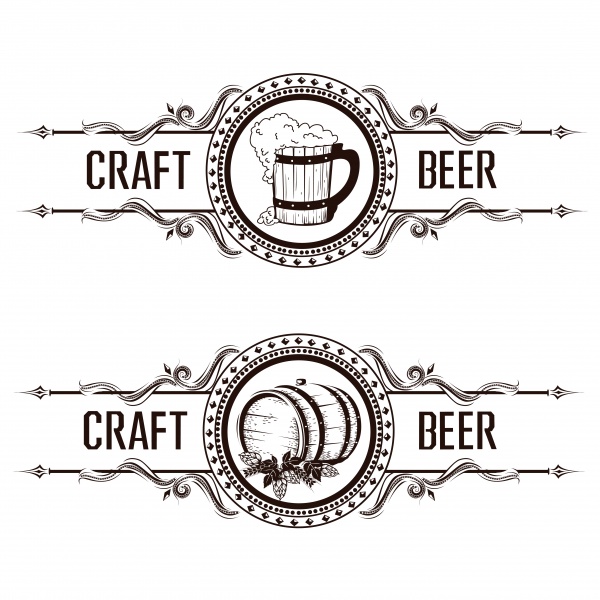 Beer vector label with empty tape, vintage elements of the beer menu ((eps (28 files)