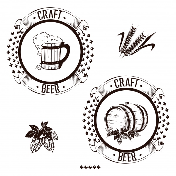 Beer vector label with empty tape, vintage elements of the beer menu ((eps (28 files)