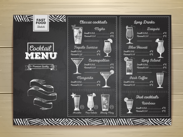 Cocktail vector menu, flat cocktail design on decorative watercolor background ((eps (38 files)