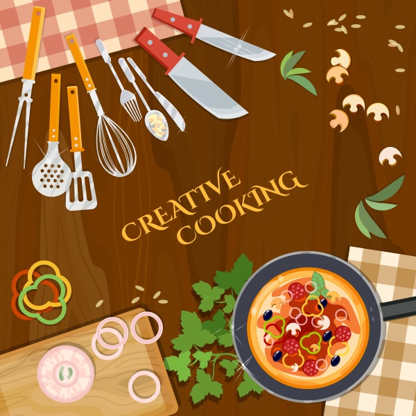 Creative cooking kitchen background kitchenware ((eps (24 files)