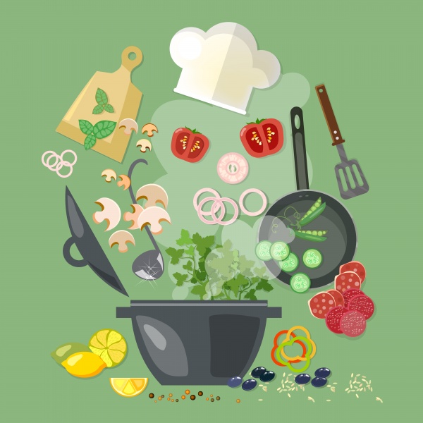 Creative cooking kitchen background kitchenware ((eps (24 files)
