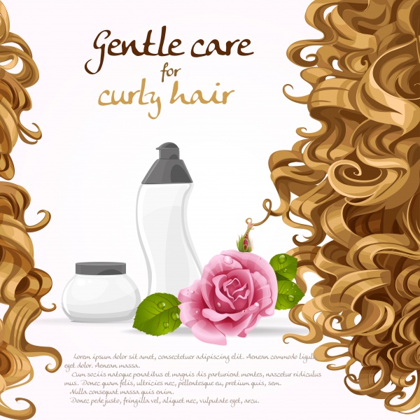 Curled hair care background ((eps (18 files)