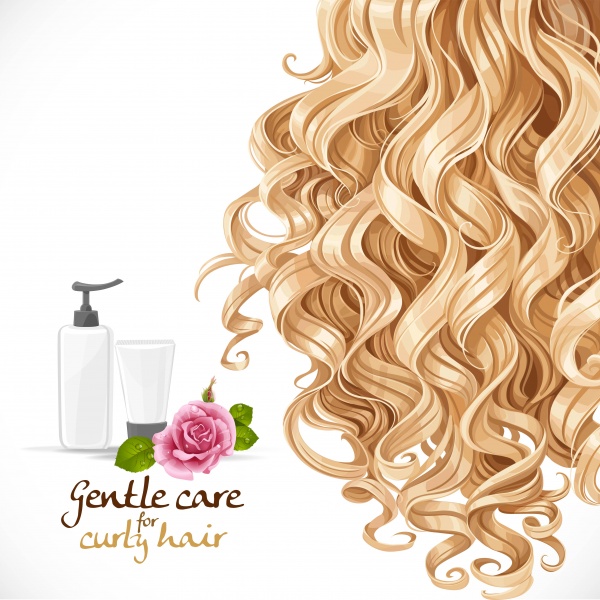 Curled hair care background ((eps (18 files)