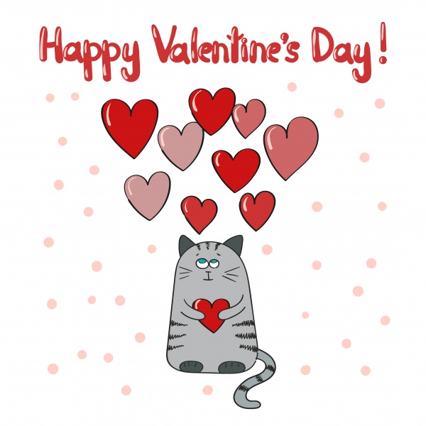 Cute cats in love. Valentines day big set for your design ((eps (42 files)