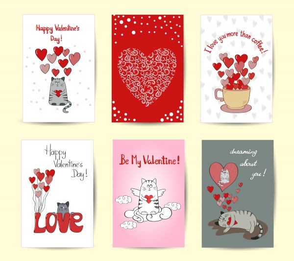 Cute cats in love. Valentines day big set for your design ((eps (42 files)