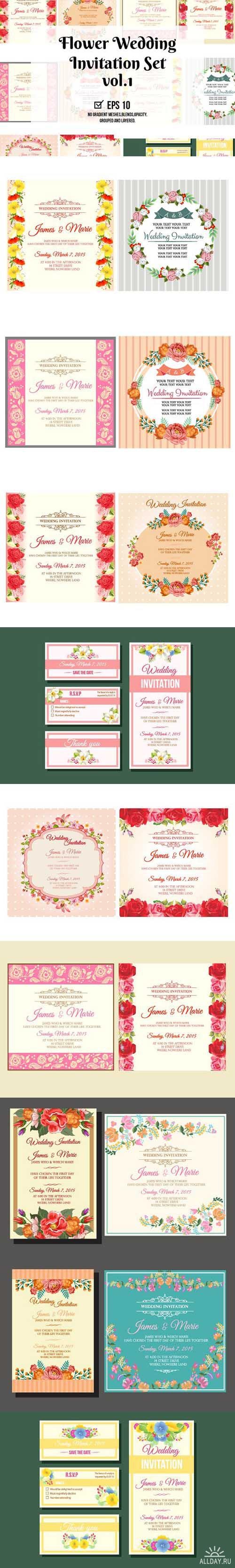 Floral Wedding Design Template ((eps (17 files)
