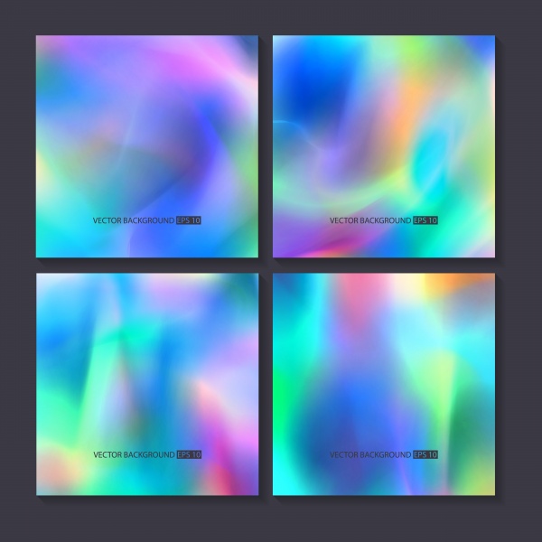 Hologram bright colorful vector backgrounds set, design for greeting card ((eps (50 files)