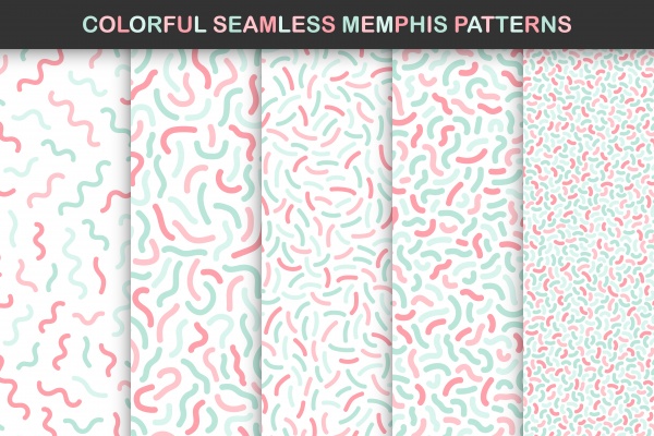 Memphis seamless pastel patterns ((eps ((png (24 files)