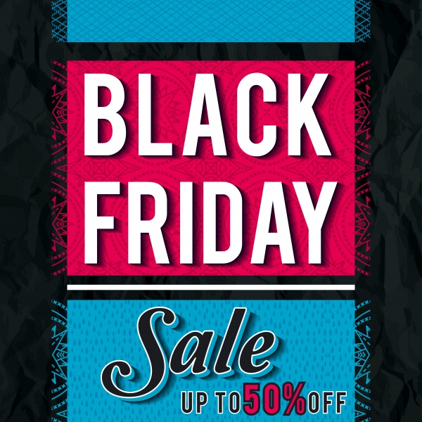 Black friday sale banner on patterned background ((eps (50 files)