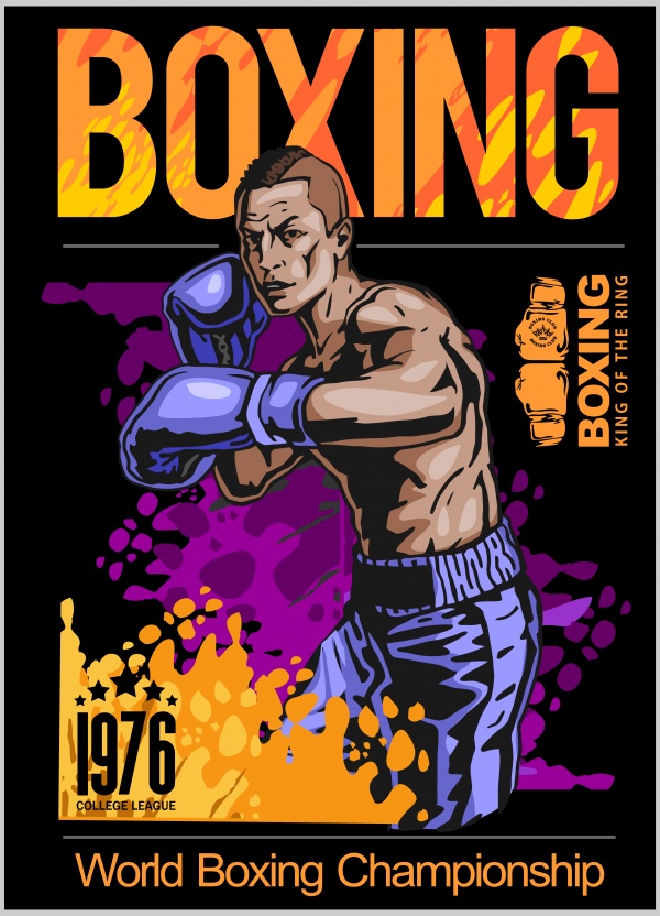 Boxing champ poster with boxer ((eps (12 files)