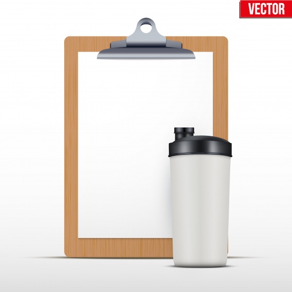Coaching blank clipboard and workout bottle ((eps (30 files)