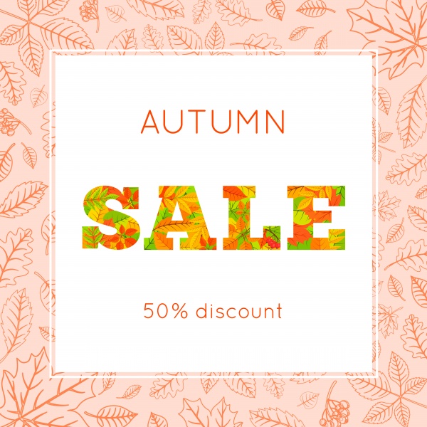Colorful autumn leaves and sale text ((eps (42 files)