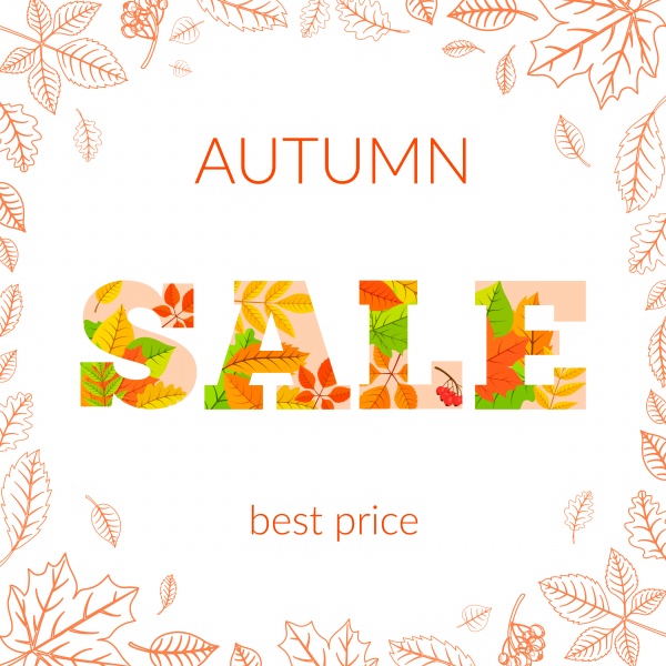 Colorful autumn leaves and sale text ((eps (42 files)
