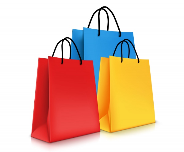 Colorful Shopping Bags in White Background ((eps (48 files)