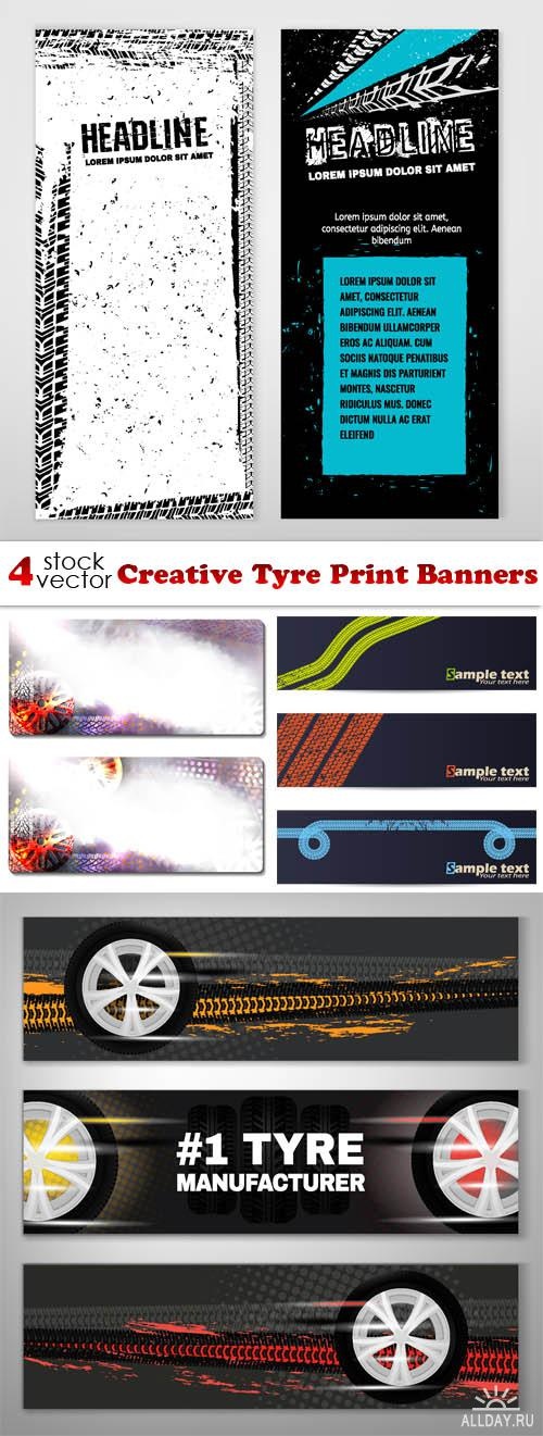 Creative Tyre Print Banners ((aitff (9 files)