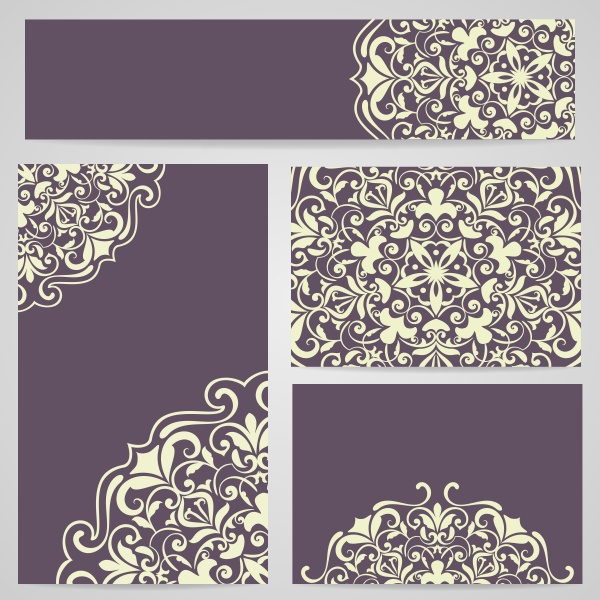 Floral retro cards and vector banners template with decorative ornament ((eps (24 files)