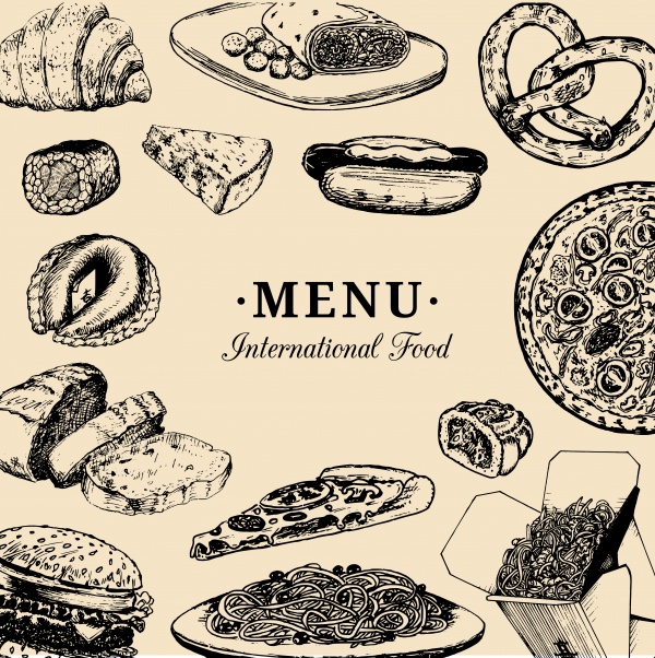 Food menu in vector, cocktail card, snack bar, fast-food restaurant icons ((eps (32 files)