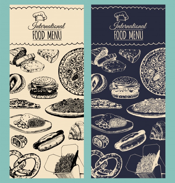 Food menu in vector, cocktail card, snack bar, fast-food restaurant icons ((eps (32 files)
