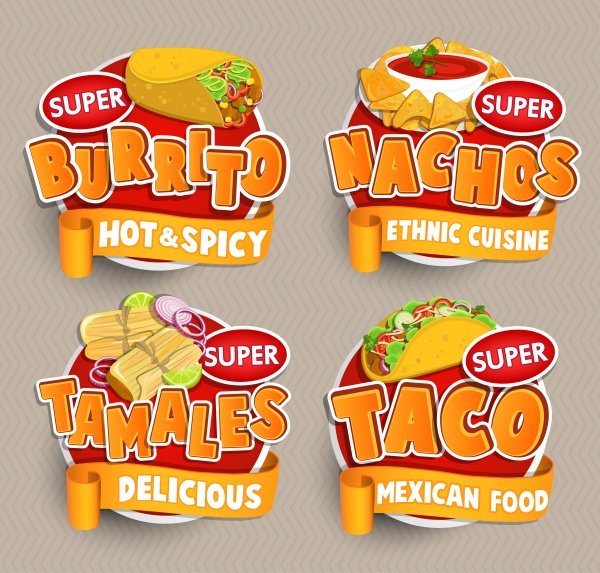 Food vector label and sticker ((eps (20 files)