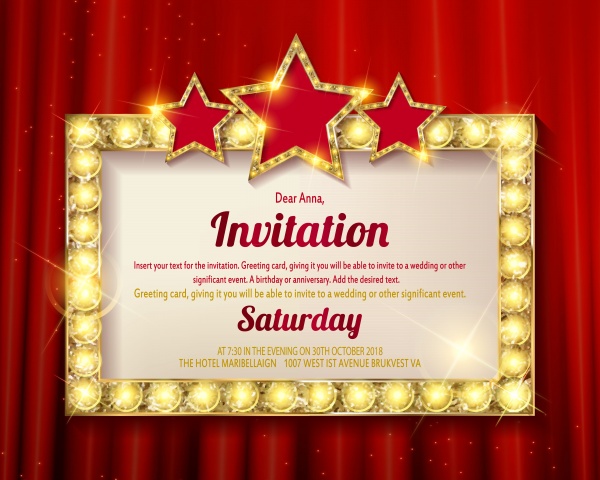 Frame cinema vector stars, invitation with a gold decoration ((eps (44 files)