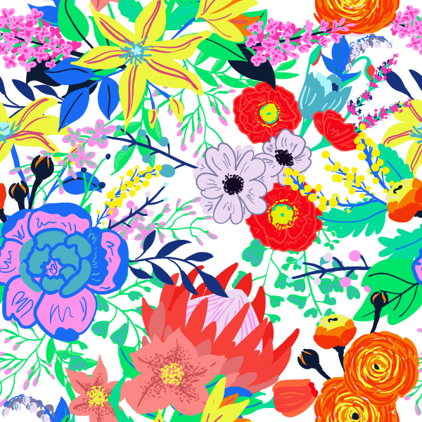 Neon Bright Floral Collection ((png (25 files)