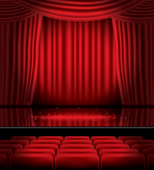 Red Stage Curtain with Spotlights, Seats ((eps (28 files)