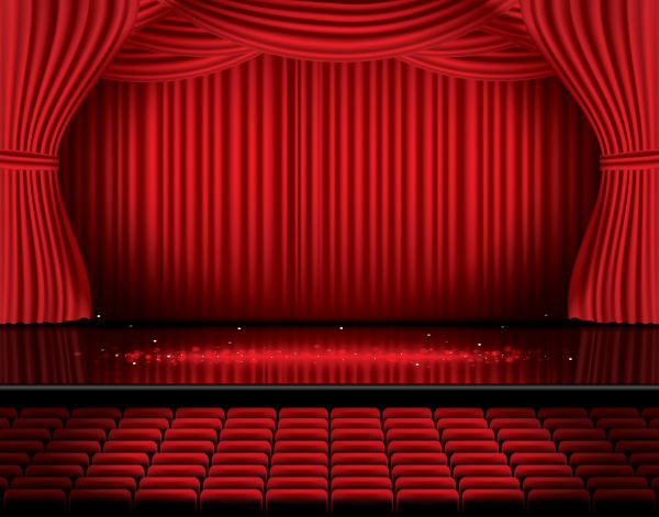 Red Stage Curtain with Spotlights, Seats ((eps (28 files)