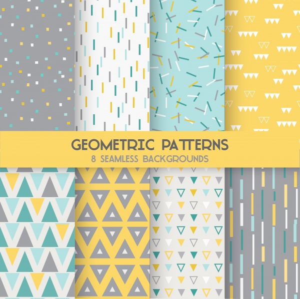 Seamless autumn geometric pattern with flower sky triangles ((eps (30 files)