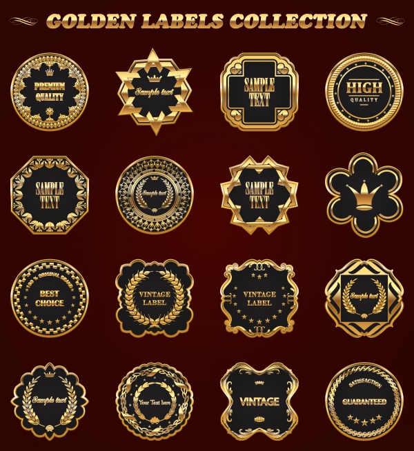 Set of gold framed labels in vintage style ((eps (40 files)