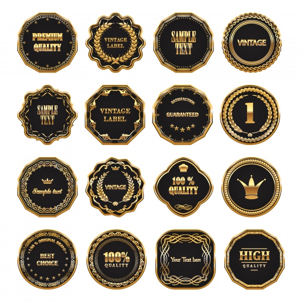 Set of gold framed labels in vintage style ((eps (40 files)