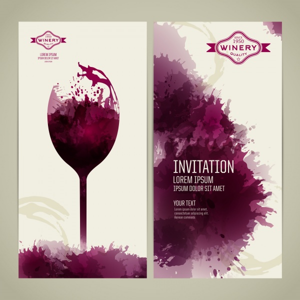 Vector banners with a bottle of red wine and a glass ((eps (32 files)