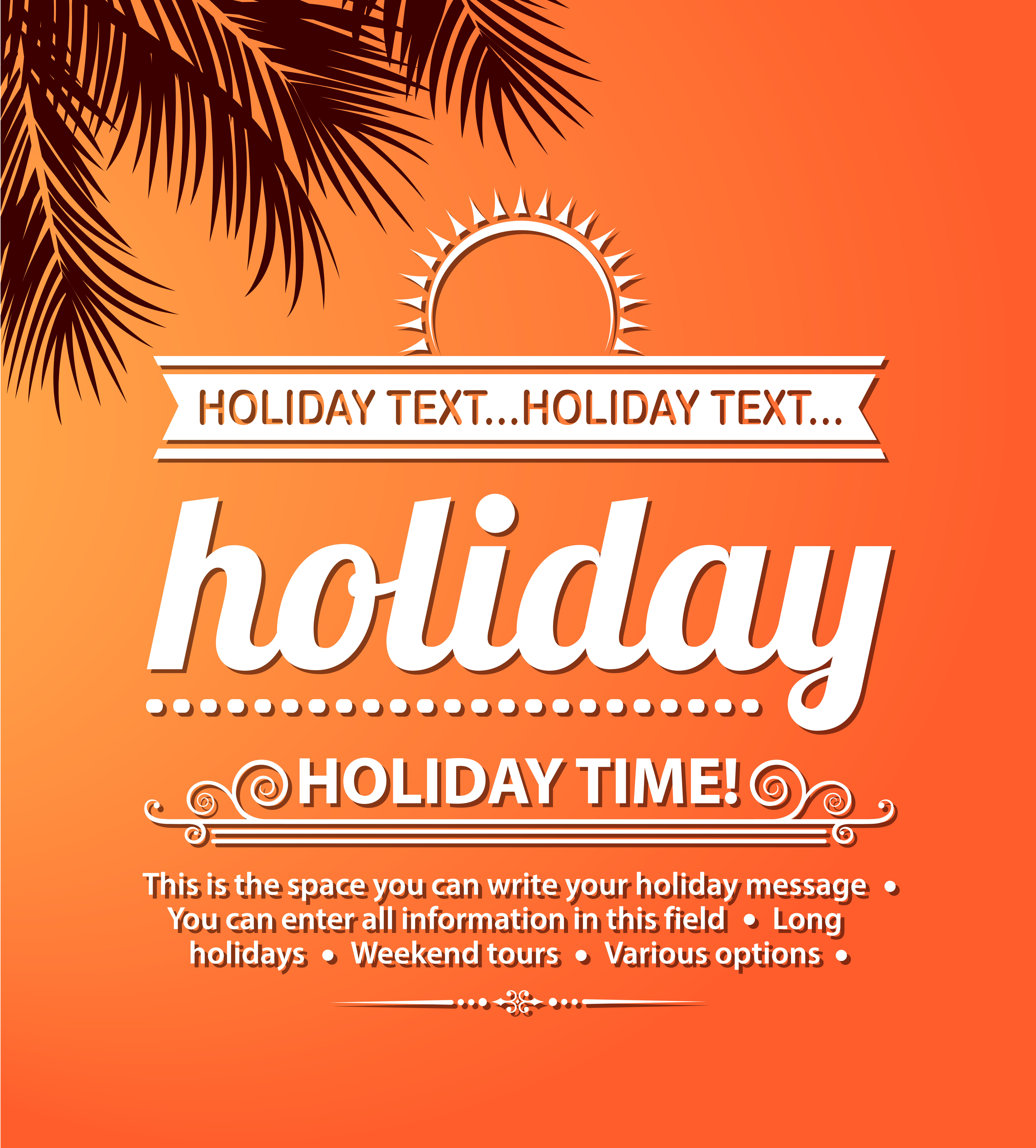 Holiday message. Holidays text.