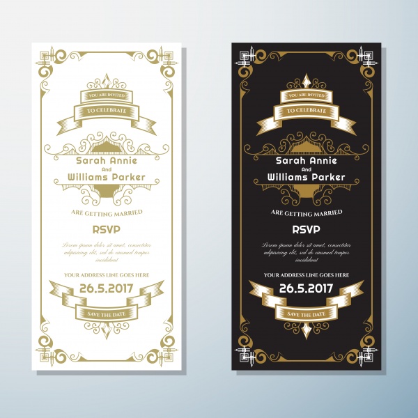 Wedding vector invitation vintage flyer background design template ((eps (30 files)