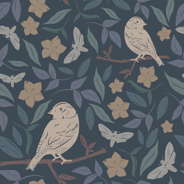 12 Birds and Blooms Seamless Patterns in Vector ((ai ((png ((eps (14 files)