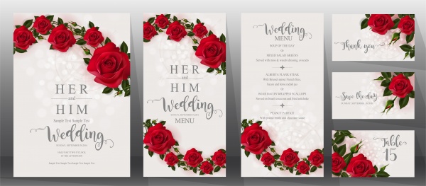 Beautiful wedding invitation with flowers in vector ((eps (10 files)
