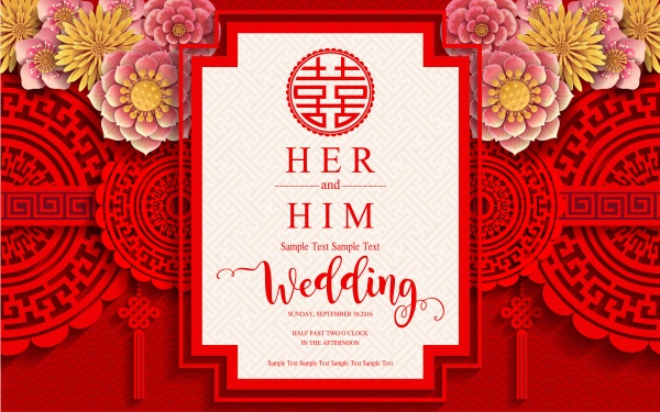Chinese wedding with flowers vector background ((eps (16 files)