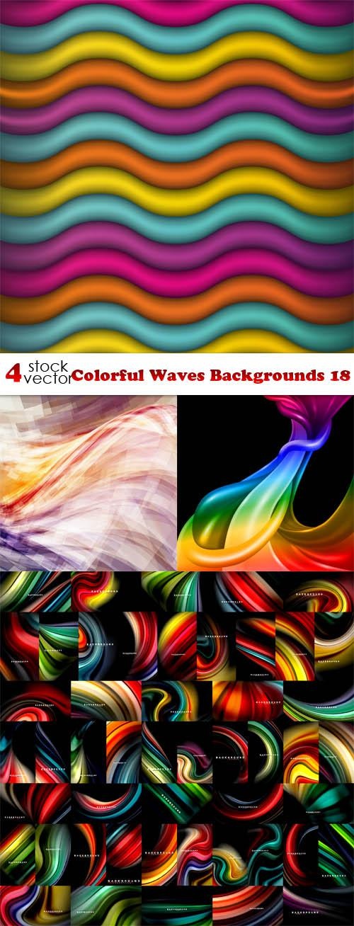 Colorful Waves Backgrounds 18 ((ai ((tff (9 files)