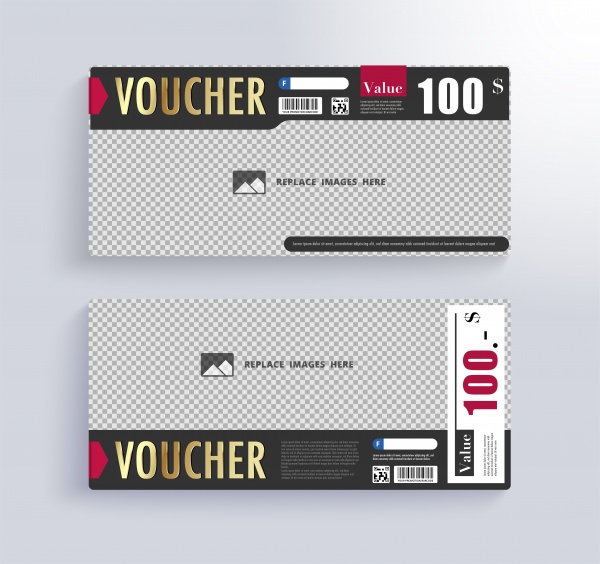 Gift voucher vector template, blank space for images ((eps (8 files)