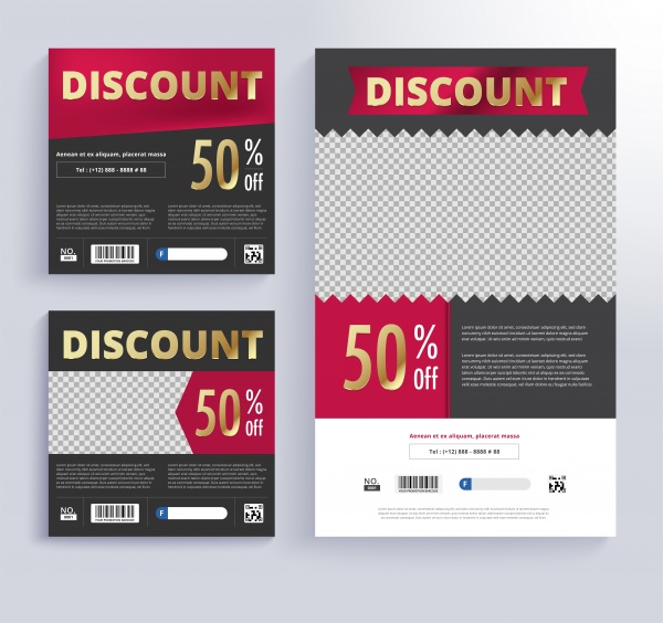 Gift voucher vector template, blank space for images ((eps (8 files)