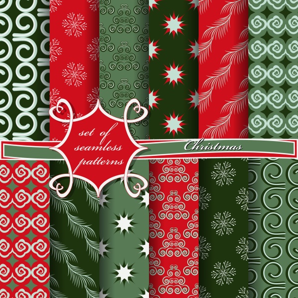 Set of christmas seamless textures in vector ((eps (18 files)