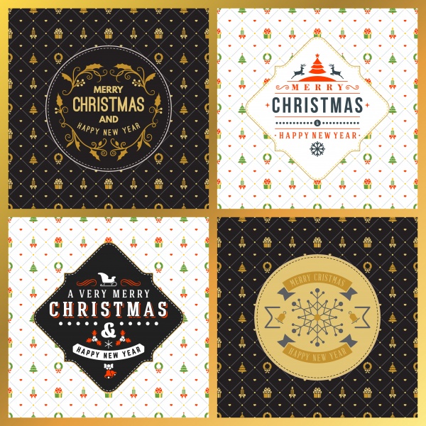 Vintage Christmas greeting cards, vector design on seamless background ((eps (36 files)