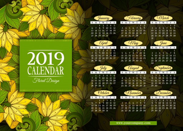 Calendar 2019 year template creative vector design ((eps (8 files)