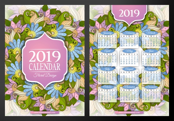 Calendar 2019 year template creative vector design 2 ((eps (8 files)