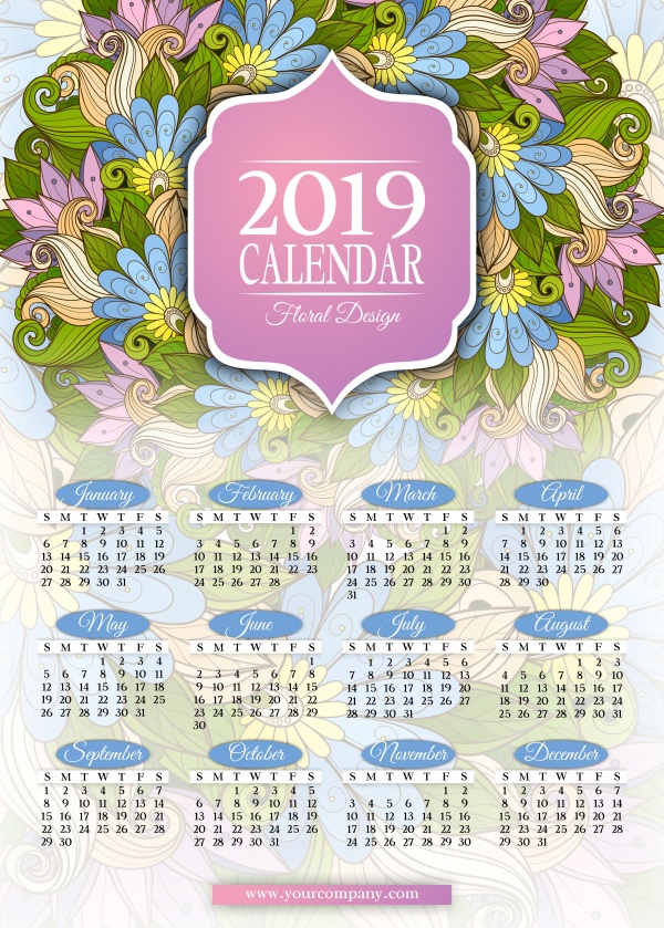 Calendar 2019 year template creative vector design 2 ((eps (8 files)