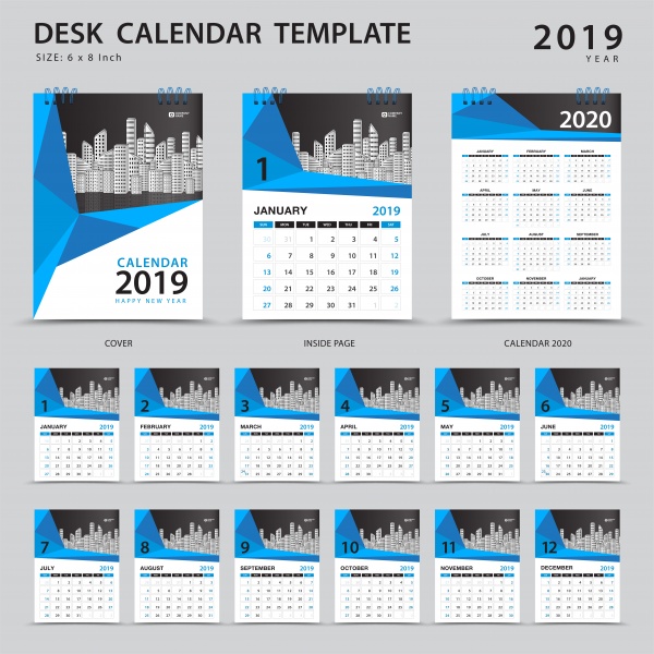 Calendar 2019 year template creative vector design 5 ((eps (8 files)