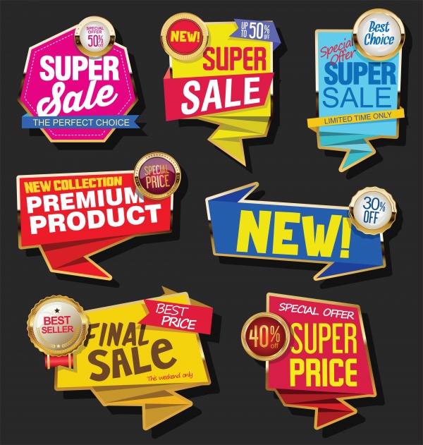 Collection of sale discount and promotion banners and labels ((eps (38 files)