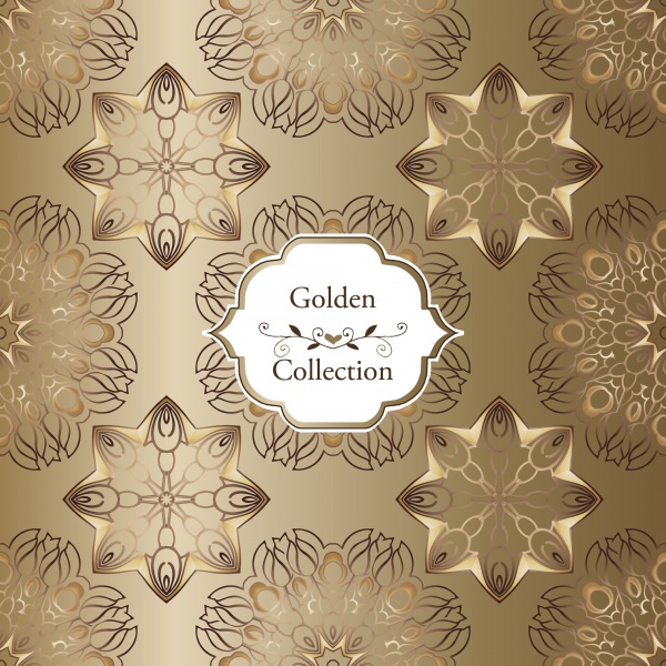 Golden vintage luxury seamless vector patterns ((eps (18 files)