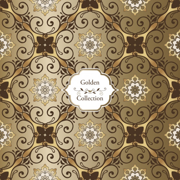 Golden vintage luxury seamless vector patterns ((eps (18 files)